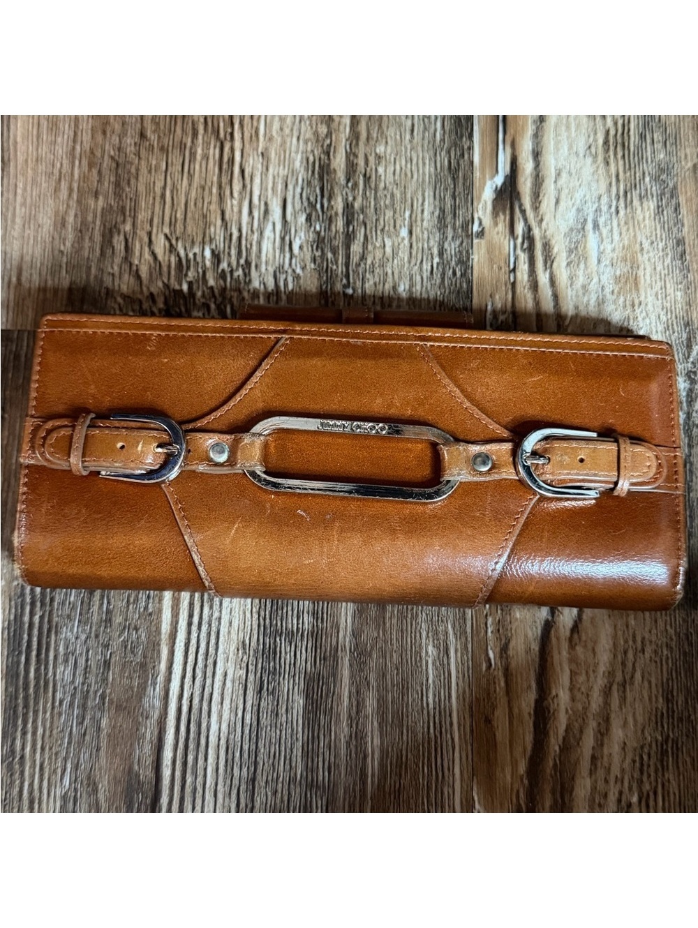 Jimmy Choo Brown Leather Clutch Wallet